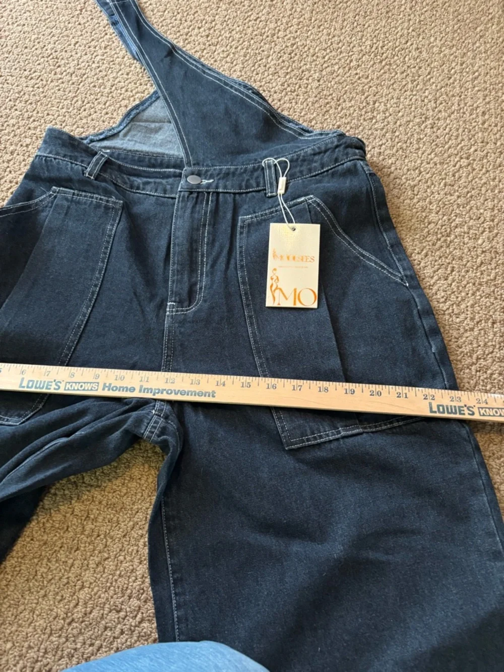 Modesees Asymmetric One-Shoulder BlueTurtleneck with  Blue One Shoulder Overalls - Picture 11 of 13